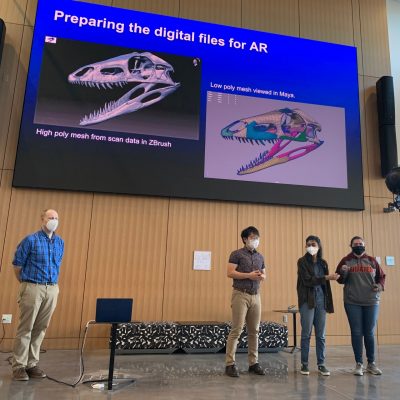 ARIES Students presenting a Dino 3D model at an ICAT Playdate