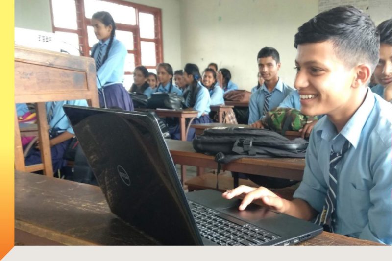 Students in classroom presentation in Nepal.