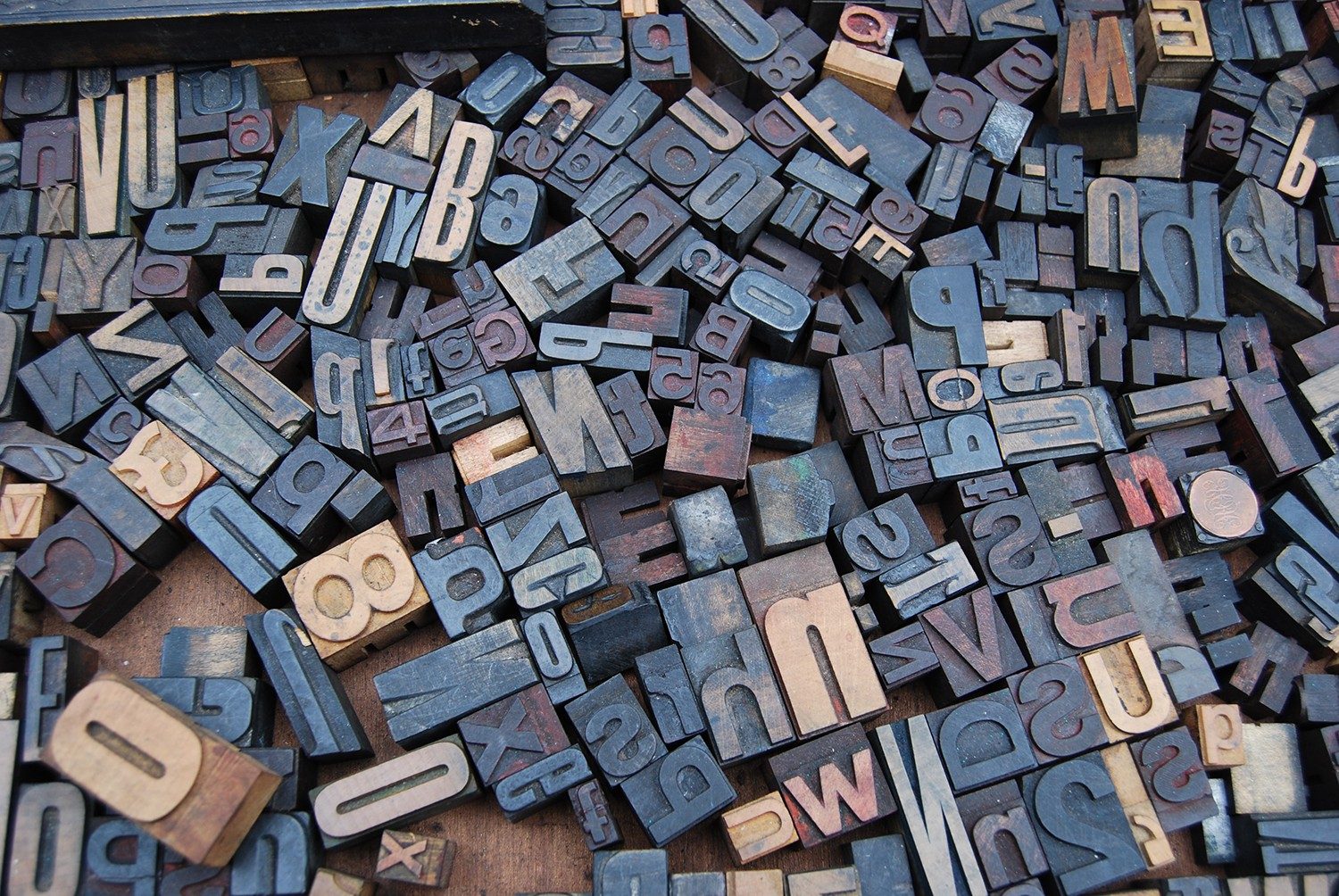 Pile of letter printing blocks