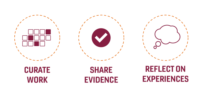 Curate work, share evidence, reflect on experiences 