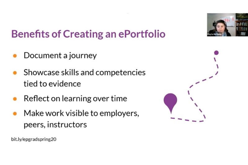 Screenshot of a lesson on ePortfolios.